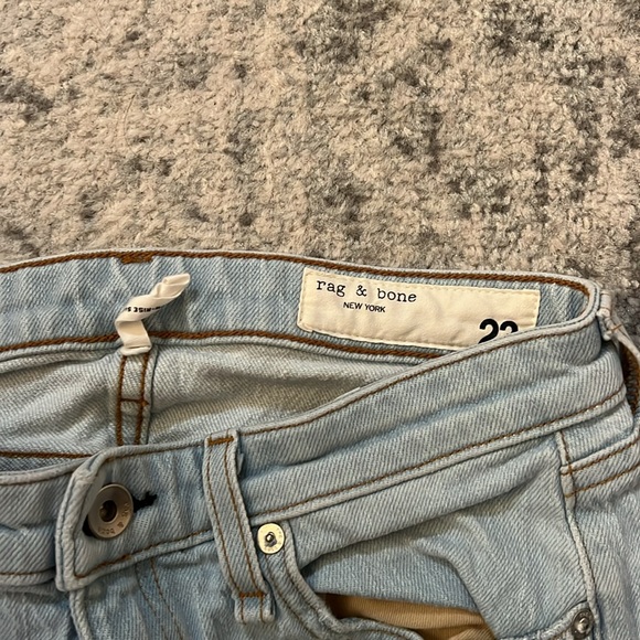 rag and bone light blue jean pants with intentional rips great condition size 23 - Picture 3 of 4
